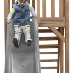 AXI Beach Tower Speeltoestel In Bruin - Speeltoren Met Zandbak En Grijze Glijbaan - FSC Hout - Speelhuis Op Palen Voor De Tuin -Duurzamer-speelgoed Winkel 313x840 1