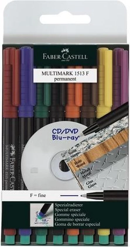 Faber-Castell Marker Faber Castell Multimark Permanent F Etui Met 8 Stuks FC-151309 1 Faber-Castell Marker Faber Castell Multimark Permanent F Etui Met 8 Stuks FC-151309