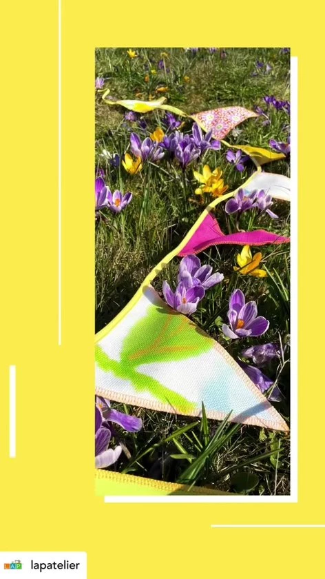 L.A.P. Atelier Vlaggenlijn Lentekriebels | 7,5 Meter | Stoffen Vlaggetjes | Duurzaam & Handgemaakt | Geel Groen Roze 2 L.A.P. Atelier Vlaggenlijn Lentekriebels | 7,5 Meter | Stoffen Vlaggetjes | Duurzaam & Handgemaakt | Geel Groen Roze - Afbeelding 2