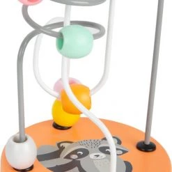 Small Foot Company Pastel Wasbeer Kralenspiraal - Houten Speelgoed Vanaf 1 Jaar