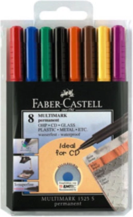Faber-Castell Marker Faber Castell Multimark Permanent F Etui Met 8 Stuks FC-151309 2 Faber-Castell Marker Faber Castell Multimark Permanent F Etui Met 8 Stuks FC-151309 - Afbeelding 2
