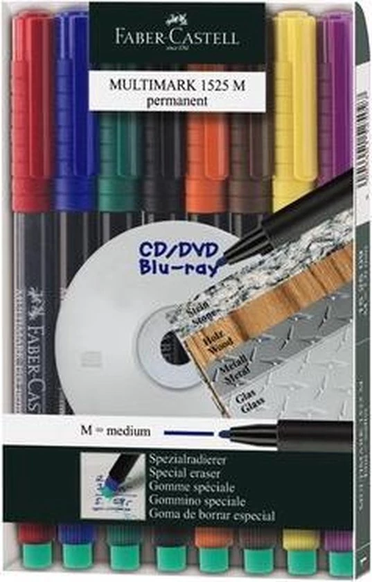 Faber-Castell Marker Faber Castell Multimark Permanent M 8-delig Etui FC-152509 1 Faber-Castell Marker Faber Castell Multimark Permanent M 8-delig Etui FC-152509