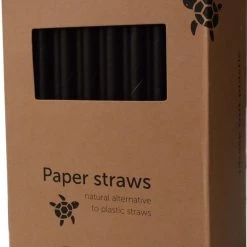 Natural Tableware Natural Straws Papieren Rietjes - Zwart - 250 Stuks - 20 Cm - 100% Composteerbaar