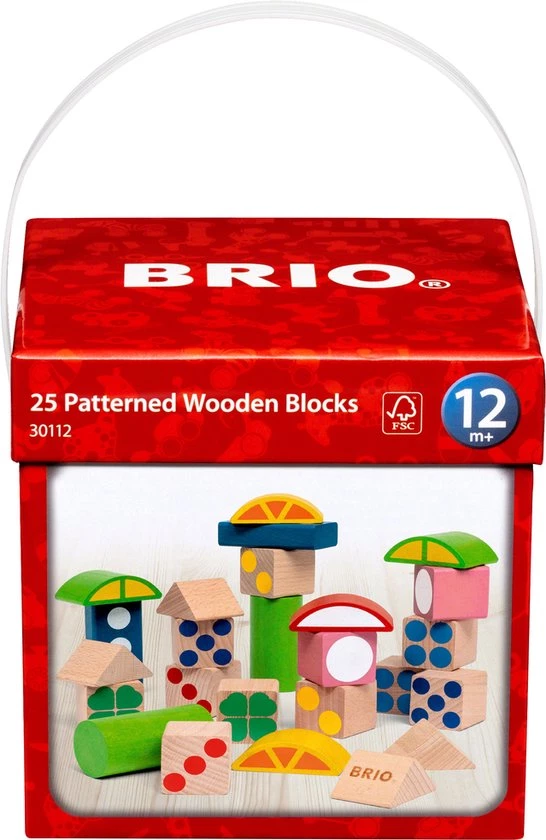 BRIO 25 Houten Blokken Met Patroon - 30112 2 BRIO 25 Houten Blokken Met Patroon - 30112 - Afbeelding 2