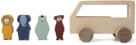 Trixie Houten Animal Bus | Dierenbus | Speelgoed | Mrs. Elephant, Mr. Lion, Mr. Polar Bear, Mr. Monkey 3 Trixie Houten Animal Bus | Dierenbus | Speelgoed | Mrs. Elephant, Mr. Lion, Mr. Polar Bear, Mr. Monkey - Afbeelding 3