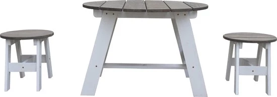 AXI 3-delig Picknickset Rond Grijs/wit - Voor Kinderen - FSC Hout - Tafel Incl. 2 Krukjes 1 AXI 3-delig Picknickset Rond Grijs/wit - Voor Kinderen - FSC Hout - Tafel Incl. 2 Krukjes