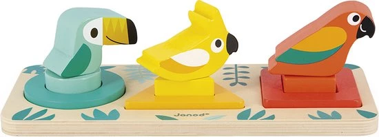 Janod Tropik - Drie Vormen Vogels 4 Janod Tropik - Drie Vormen Vogels - Afbeelding 4