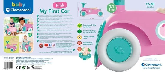 Baby Clementoni - Mijn Eerste Loopauto Roze, Ride On Speelgoedauto, Rijspeelgoed 5 Baby Clementoni - Mijn Eerste Loopauto Roze, Ride On Speelgoedauto, Rijspeelgoed - Afbeelding 5