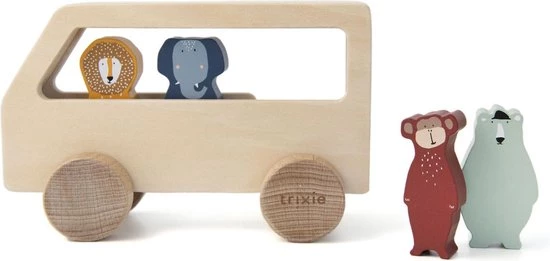 Trixie Houten Animal Bus | Dierenbus | Speelgoed | Mrs. Elephant, Mr. Lion, Mr. Polar Bear, Mr. Monkey 2 Trixie Houten Animal Bus | Dierenbus | Speelgoed | Mrs. Elephant, Mr. Lion, Mr. Polar Bear, Mr. Monkey - Afbeelding 2