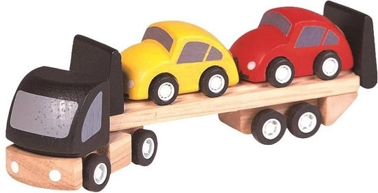 Plantoys Car Transporter + 2 Auto's 1 Plantoys Car Transporter + 2 Auto's