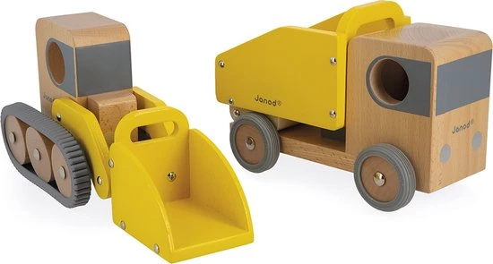 Janod Bolid - Kiepwagen En Bulldozer 1 Janod Bolid - Kiepwagen En Bulldozer