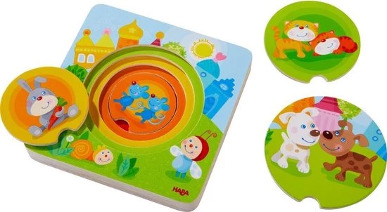 HABA Houten Puzzel Kakelbonte Jonge Dieren 5 HABA Houten Puzzel Kakelbonte Jonge Dieren - Afbeelding 5