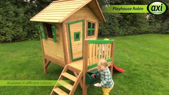 AXI Robin Speelhuis In Bruin/Wit - Met Verdieping En Paarse Glijbaan - Speelhuisje Voor De Tuin / Buiten - FSC Hout - Speeltoestel Voor Kinderen 2 AXI Robin Speelhuis In Bruin/Wit - Met Verdieping En Paarse Glijbaan - Speelhuisje Voor De Tuin / Buiten - FSC Hout - Speeltoestel Voor Kinderen - Afbeelding 2
