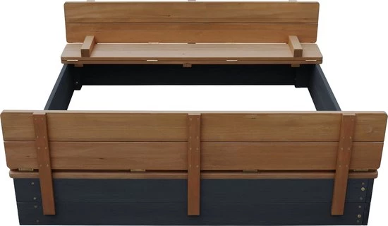 AXI Ella XL Houten Zandbak In Antraciet/Bruin- Met Zitbankjes En Deksel - FSC Hout - 120x120x20cm - Zandbak Voor Kinderen 13 AXI Ella XL Houten Zandbak In Antraciet/Bruin- Met Zitbankjes En Deksel - FSC Hout - 120x120x20cm - Zandbak Voor Kinderen - Afbeelding 13