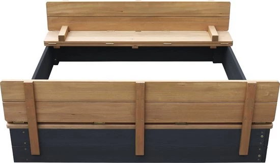 AXI Ella XL Houten Zandbak In Antraciet/Bruin- Met Zitbankjes En Deksel - FSC Hout - 120x120x20cm - Zandbak Voor Kinderen 15 AXI Ella XL Houten Zandbak In Antraciet/Bruin- Met Zitbankjes En Deksel - FSC Hout - 120x120x20cm - Zandbak Voor Kinderen - Afbeelding 15