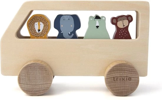 Trixie Houten Animal Bus | Dierenbus | Speelgoed | Mrs. Elephant, Mr. Lion, Mr. Polar Bear, Mr. Monkey 1 Trixie Houten Animal Bus | Dierenbus | Speelgoed | Mrs. Elephant, Mr. Lion, Mr. Polar Bear, Mr. Monkey