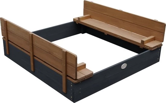 AXI Ella XL Houten Zandbak In Antraciet/Bruin- Met Zitbankjes En Deksel - FSC Hout - 120x120x20cm - Zandbak Voor Kinderen 9 AXI Ella XL Houten Zandbak In Antraciet/Bruin- Met Zitbankjes En Deksel - FSC Hout - 120x120x20cm - Zandbak Voor Kinderen - Afbeelding 9