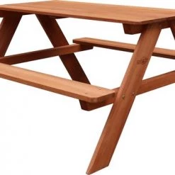 Sunny Dave Picknicktafel In Bruin - Multifunctonele Picknick Tafel Voor Kinderen - FSC Hout - 89x89x50cm