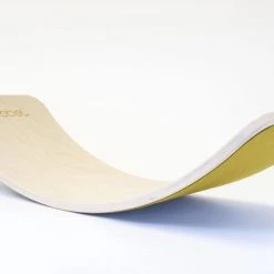 Wobbel Original Mosterd (geel) - Linnen / Whitewash Houten Balance Board Van 90 Cm Met Geel Wolvilt