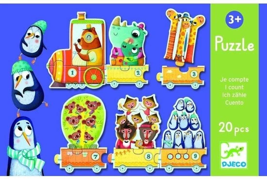 Djeco - Puzzel Trein - Ik Tel - 20 Stukjes 2 Djeco - Puzzel Trein - Ik Tel - 20 Stukjes - Afbeelding 2