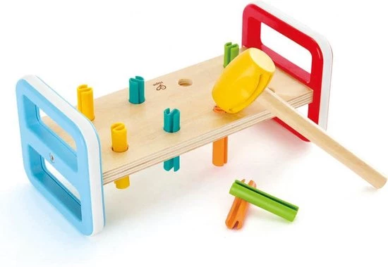 Hape Houten Hamerbank 10-delig 23 Cm 1 Hape Houten Hamerbank 10-delig 23 Cm