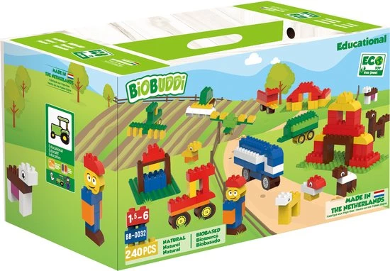 BiOBUDDi Educatieve Blokkenset Grote Boerderij - 243 Delig 1 BiOBUDDi Educatieve Blokkenset Grote Boerderij - 243 Delig