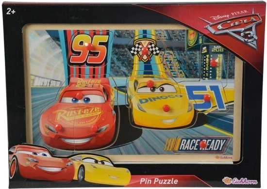 Eichhorn Cars 3 Houten Noppen Puzzel, 10st. 1 Eichhorn Cars 3 Houten Noppen Puzzel, 10st.