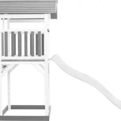 AXI Beach Tower Speeltoestel In Grijs/Wit - Speeltoren Met Zandbak En Witte Glijbaan - FSC Hout - Speelhuis Op Palen Voor De Tuin -Duurzamer-speelgoed Winkel 550x410 6