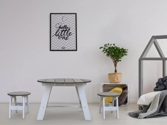 AXI 3-delig Picknickset Rond Grijs/wit - Voor Kinderen - FSC Hout - Tafel Incl. 2 Krukjes 6 AXI 3-delig Picknickset Rond Grijs/wit - Voor Kinderen - FSC Hout - Tafel Incl. 2 Krukjes - Afbeelding 6