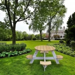 AXI Ufo Picknicktafel Rond Voor 4 Kinderen In Bruin/Wit - Picknick Tafel Van Hout - 120x120x56cm -Duurzamer-speelgoed Winkel 550x412 37