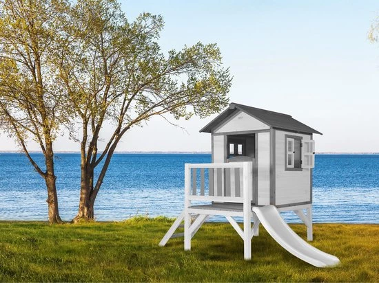 AXI Beach Lodge XL Speelhuis In Wit - Met Verdieping En Witte Glijbaan - Speelhuisje Voor De Tuin / Buiten - FSC Hout - Speeltoestel Voor Kinderen 9 AXI Beach Lodge XL Speelhuis In Wit - Met Verdieping En Witte Glijbaan - Speelhuisje Voor De Tuin / Buiten - FSC Hout - Speeltoestel Voor Kinderen - Afbeelding 9