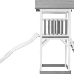 AXI Beach Tower Speeltoestel In Grijs/Wit - Speeltoren Met Zandbak En Witte Glijbaan - FSC Hout - Speelhuis Op Palen Voor De Tuin -Duurzamer-speelgoed Winkel 550x414 4