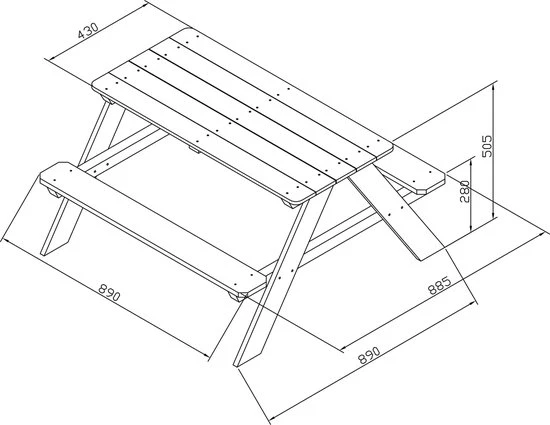 Sunny Dave Picknicktafel In Bruin - Multifunctonele Picknick Tafel Voor Kinderen - FSC Hout - 89x89x50cm 4 Sunny Dave Picknicktafel In Bruin - Multifunctonele Picknick Tafel Voor Kinderen - FSC Hout - 89x89x50cm - Afbeelding 4