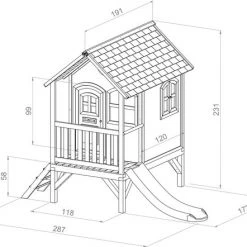 AXI Tom Speelhuis In Bruin/Wit - Met Verdieping En Witte Glijbaan - Speelhuisje Voor De Tuin / Buiten - FSC Hout - Speeltoestel Voor Kinderen -Duurzamer-speelgoed Winkel 550x442 2