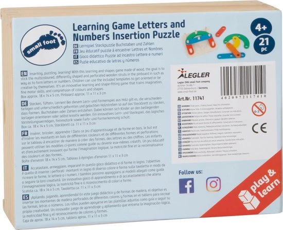 Small Foot Company Small Foot - Learning Game Letters And Numbers Insertion Puzzle 13 Small Foot Company Small Foot - Learning Game Letters And Numbers Insertion Puzzle - Afbeelding 13