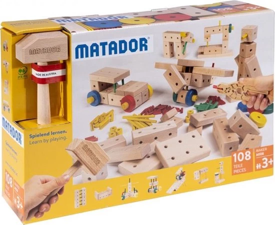 Matador Maker 3+ 108-delig Ki2 Houten Bouwset 3 Matador Maker 3+ 108-delig Ki2 Houten Bouwset - Afbeelding 3
