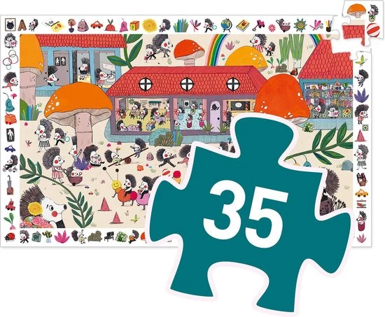 Djeco - Puzzel - Egelschool - 35 Stukjes 3 Djeco - Puzzel - Egelschool - 35 Stukjes - Afbeelding 3