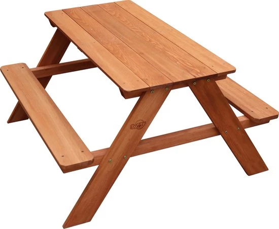 Sunny Dave Picknicktafel In Bruin - Multifunctonele Picknick Tafel Voor Kinderen - FSC Hout - 89x89x50cm 2 Sunny Dave Picknicktafel In Bruin - Multifunctonele Picknick Tafel Voor Kinderen - FSC Hout - 89x89x50cm - Afbeelding 2