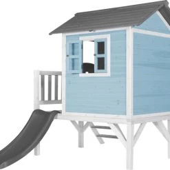 AXI Beach Lodge XL Speelhuis In Caribisch Blauw - Met Verdieping En Grijze Glijbaan - Speelhuisje Voor De Tuin / Buiten - FSC Hout - Speeltoestel Voor Kinderen -Duurzamer-speelgoed Winkel 550x456 7