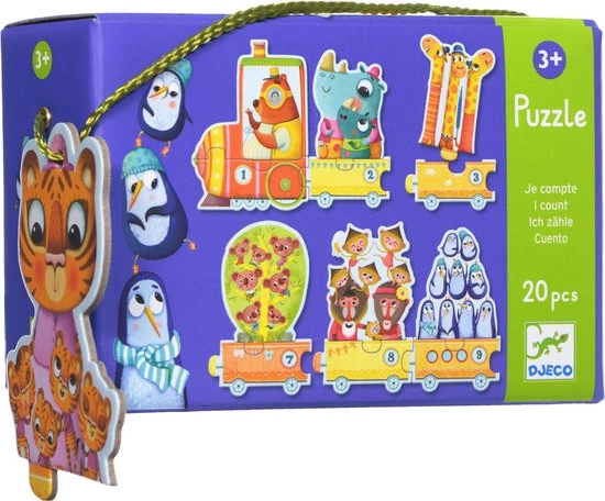 Djeco - Puzzel Trein - Ik Tel - 20 Stukjes 4 Djeco - Puzzel Trein - Ik Tel - 20 Stukjes - Afbeelding 4