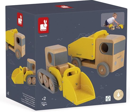 Janod Bolid - Kiepwagen En Bulldozer 7 Janod Bolid - Kiepwagen En Bulldozer - Afbeelding 7