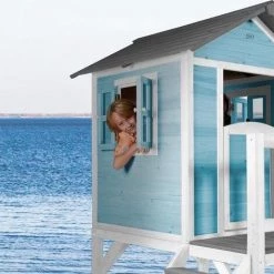 AXI Beach Lodge XL Speelhuis In Caribisch Blauw - Met Verdieping En Grijze Glijbaan - Speelhuisje Voor De Tuin / Buiten - FSC Hout - Speeltoestel Voor Kinderen -Duurzamer-speelgoed Winkel 550x473 7