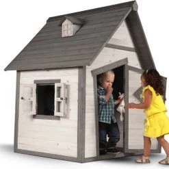 AXI Cabin Speelhuis In Grijs/Wit - Speelhuisje Voor De Tuin / Buiten - FSC Hout - Tuinhuisje Voor Kinderen - 10 Jaar Garantie -Duurzamer-speelgoed Winkel 550x477 4