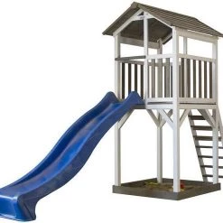 AXI Beach Tower Speeltoestel In Grijs/Wit - Speeltoren Met Zandbak En Witte Glijbaan - FSC Hout - Speelhuis Op Palen Voor De Tuin -Duurzamer-speelgoed Winkel 550x494 7