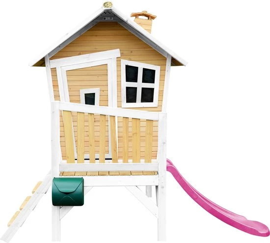 AXI Robin Speelhuis In Bruin/Wit - Met Verdieping En Paarse Glijbaan - Speelhuisje Voor De Tuin / Buiten - FSC Hout - Speeltoestel Voor Kinderen 3 AXI Robin Speelhuis In Bruin/Wit - Met Verdieping En Paarse Glijbaan - Speelhuisje Voor De Tuin / Buiten - FSC Hout - Speeltoestel Voor Kinderen - Afbeelding 3