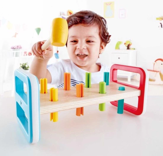 Hape Houten Hamerbank 10-delig 23 Cm 3 Hape Houten Hamerbank 10-delig 23 Cm - Afbeelding 3