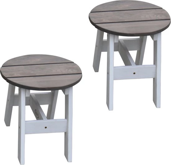 AXI 3-delig Picknickset Rond Grijs/wit - Voor Kinderen - FSC Hout - Tafel Incl. 2 Krukjes 3 AXI 3-delig Picknickset Rond Grijs/wit - Voor Kinderen - FSC Hout - Tafel Incl. 2 Krukjes - Afbeelding 3