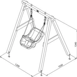 AXI Baby Schommel In Grijs/Wit Met Zitje In Grijs/Wit - FSC Hout - Babyschommel Voor Kindjes Van 9-36 Maanden - Met 4 Grondankers -Duurzamer-speelgoed Winkel 550x538 1