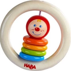 Haba Rammelaar Clown Junior 9 X 9 Cm Hout Blank/rood