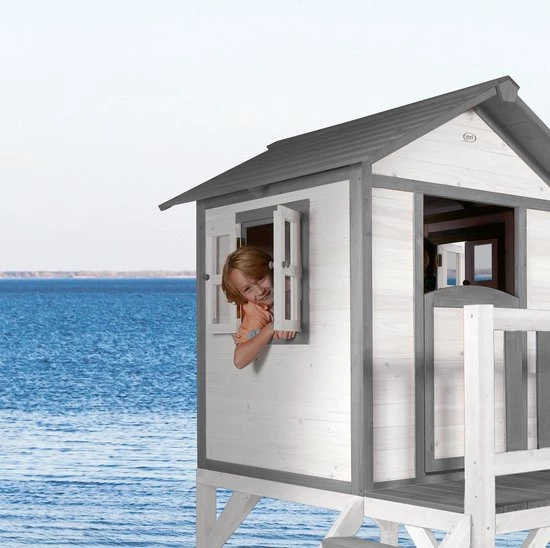 AXI Beach Lodge XL Speelhuis In Wit - Met Verdieping En Witte Glijbaan - Speelhuisje Voor De Tuin / Buiten - FSC Hout - Speeltoestel Voor Kinderen 11 AXI Beach Lodge XL Speelhuis In Wit - Met Verdieping En Witte Glijbaan - Speelhuisje Voor De Tuin / Buiten - FSC Hout - Speeltoestel Voor Kinderen - Afbeelding 11